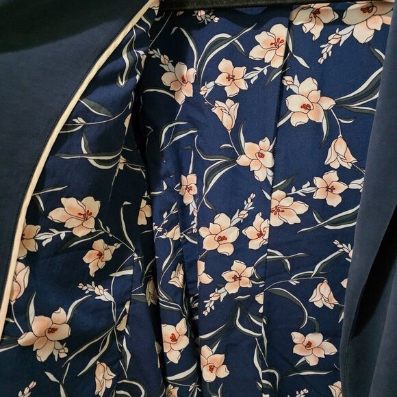 Skies Are Blue Plus Size 2X Navy Blue Blazer – Floral Lined Lightweight Work - Picture 10 of 14